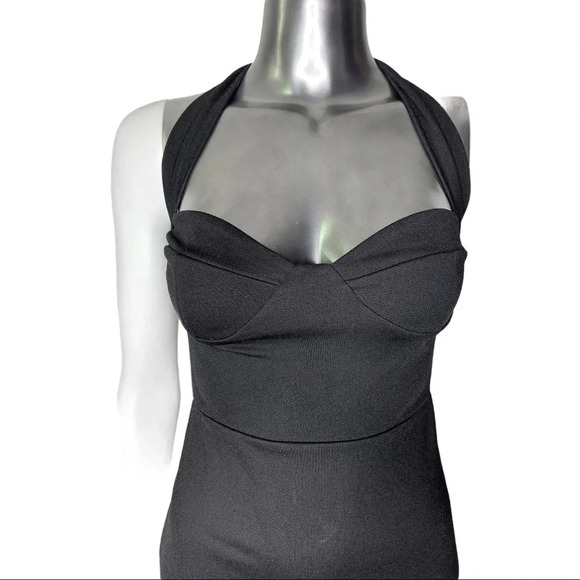 🛍️3/$40 Boohoo Little Black Dress Bodycon Strap Detail  Size 4 - Picture 3 of 6